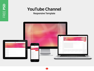 YouTube Channel Responsive Template download free psd one channel responsive social media template youtube