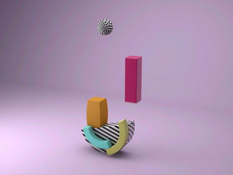 U 3d c4d experimental geometric memphis typography u