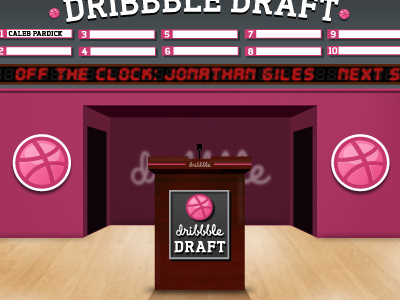 Dribbble draft stage draft led microphone podium spotlight stage tertre