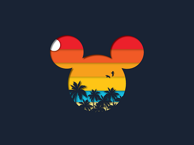 Disney + Beach disney drop shadow each mickey mickey mouse ocean playoff seagull shadow stickermule summer sun