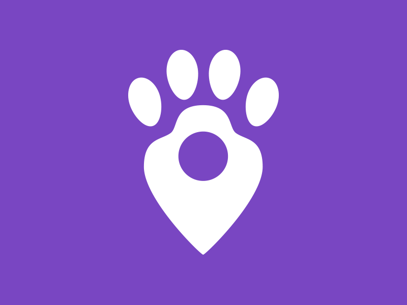 Logo Exploration choices dogs exploration feet footprints illustration logo map pin paws pin