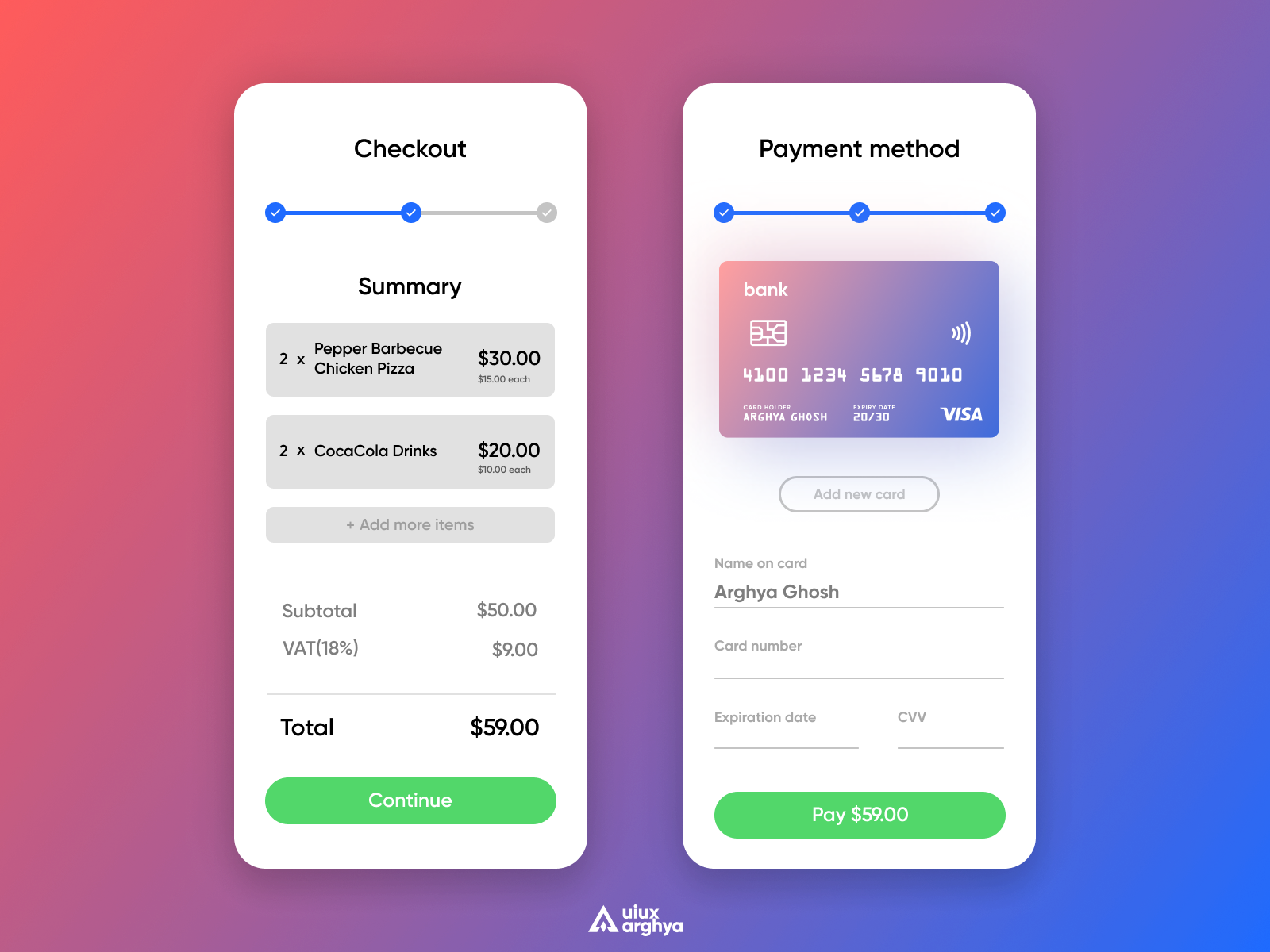 Credit Card Checkout Design Daily Ui Challenge 2 By Arghya Ghosh On