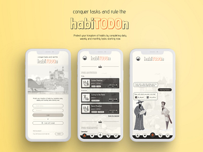 habiTODOn app application desing challenge figma game game ui game ux gamification gaming minimal to do ui ux