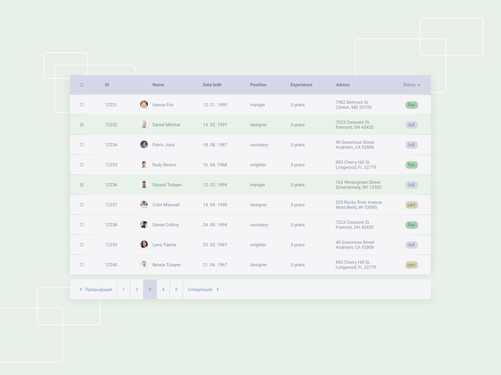 Tables by Lena Dziuba on Dribbble