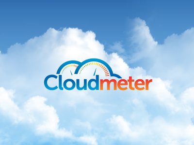 CloudMeter application blue cloud cloud based clouds curve digital gauge gradient health high technology logo meter monitoring orange performance sans tick typographic typography web