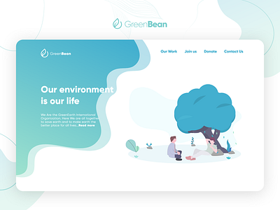 GreenBean NGO Website Landing Page adobe xd bean concept design enviroment green greenbean illustration leaves minimal mockup people save earth tree ui user experience user interface ux website website design