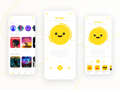 Music Player adobe xd creative daily 100 challenge dailyui dailyuichallenge design lyrics minimal music music app music player smiley song ui ux yellow