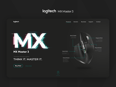 MX Master 3 - Website Landing Page Mockup adobe xd branding dark ui landingpage logitech master mockup mouse mx ui userinterface