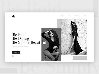 Model Portfolio Website UI Design adobe xd blackandwhite clean design layout layoutdesign minimal mockup model typography ui ux whitespace