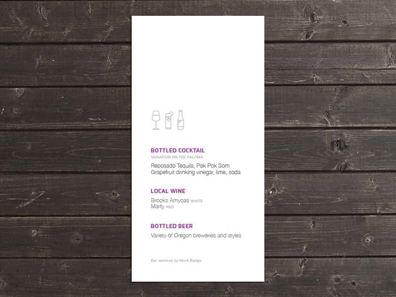 Drink menu