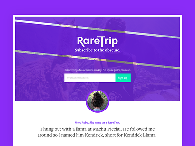 Daily UI :: 003 :: Landing Page (Above the fold) adventure daily ui email explore input landing page purple sign up subscribe travel