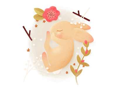 Spring bunny illustration pastel rabbit spring