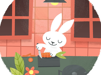 Mr. Bunny bunny carrot cooking happy home house illustration kitchen photoshop rabbit