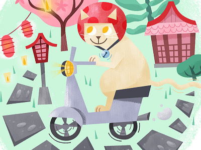 Cat Driving cat driving happy illustration japan motorcycle photoshop