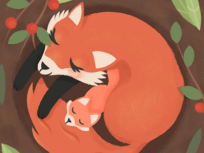 Fox mom and baby