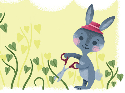 Gardener bunny children garden happy illustration photoshop plant rabbit