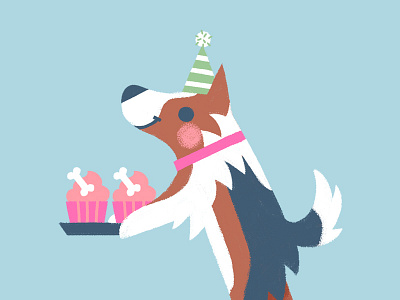 Puppy party birthday cake cupcake cute dog happy hat illustration party pet photoshop puppy