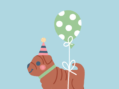 Puppy Party balloon birthday cute dog happy hat illustration party pet photoshop puppy