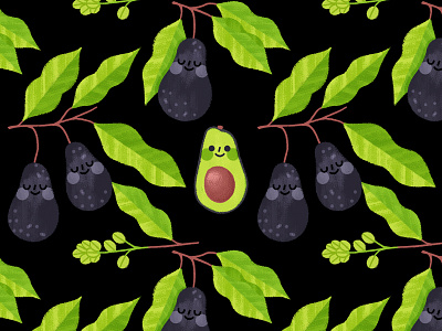 Happy avocado avocado food happy healthy illustration pattern photoshop plant veggies