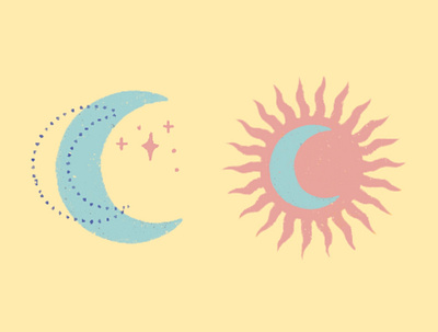 Moon & Sun design flat icon illustration minimal mystic procreate procreate art