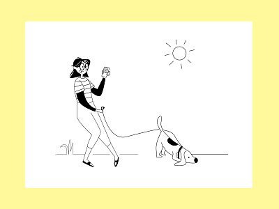 Sunny Day adobe illustrator branding character design dog illustration sun sunnyday walk