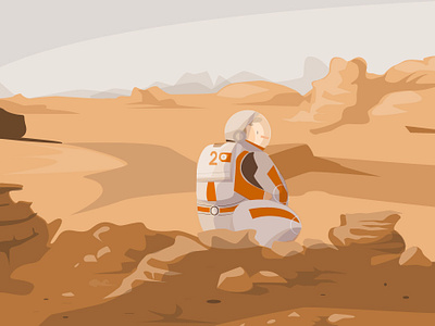 The Martian adobe illustrator astronaut character illustration illustrator mars space vector