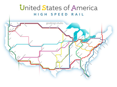 Transit USA high speed rail illustration illustrator map art map design maps maps of the usa transit transit map