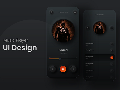 Music Player UI dark theme design interaction design interactive design minimalistic mobile app design music music app neumorphic design neumorphism product design ui ui ux ui design