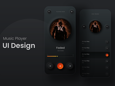 Music Player UI dark theme design interaction design interactive design minimalistic mobile app design music music app neumorphic design neumorphism product design ui ui ux ui design