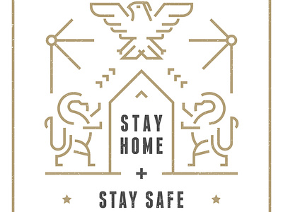 Stay Safe Poster bird coat of arms contest design eagle icon illustration line art line work lion stay home stay safe