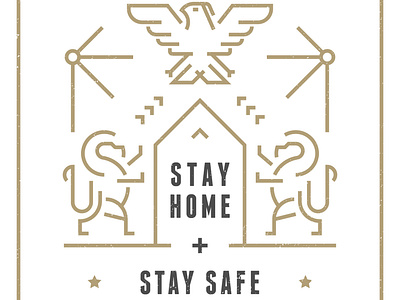 Stay Safe Poster bird coat of arms contest design eagle icon illustration line art line work lion stay home stay safe
