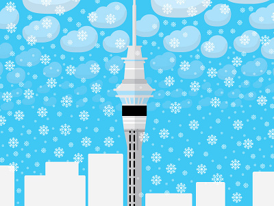 Sky Tower auckland creative design illustration new zealand sky tower skycity snow snowflake winter winter wonderland