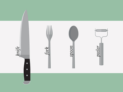 Utensils design fork illustration infographic knife peeler spoon utensils