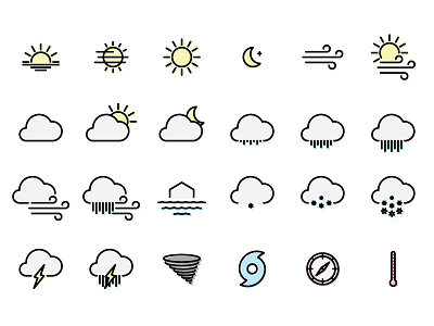 Weather Icon Pack cloud compass design for sale icon icons illustration moon sun thermometer weather wind