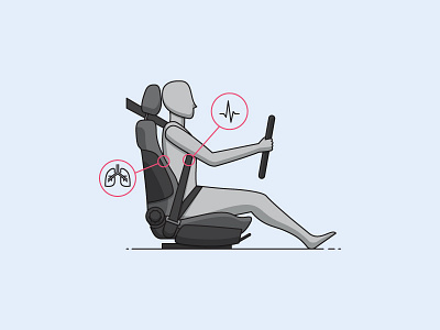 Health Monitoring car driver dummy health heart icon illustration lungs monitor seat vehicle