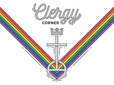 Clergy Corner church clergy corner cover icon illustration line pastor podcast rainbow rev ucc