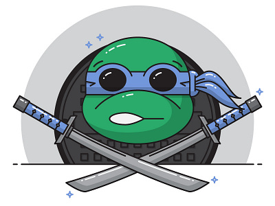 Leo head icons illustration leo leonardo manhole cover mutant ninja swords teenage tmnt turtle