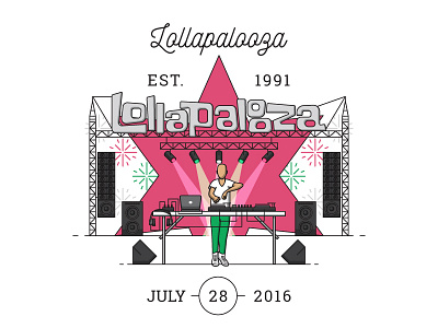Lolla chicago concert dj fireworks icon illustration infographic lolla lollapalooza speakers star