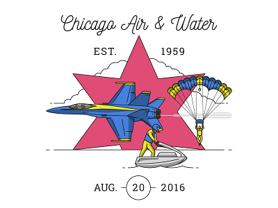 Air & Water air august blue angels chicago clouds icon illustration jet parachute star water water ski