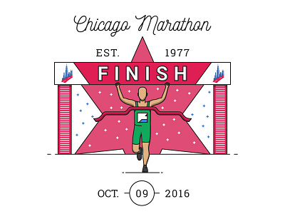 Marathon 2016 chicago finish finish line icon illustration infographic lines marathon october runner star