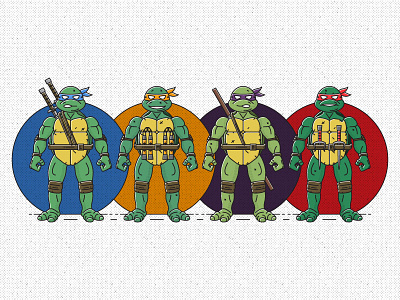 Teenage Mutant Ninja Turtles donatello halftone icons illustration leonardo michelangelo mutant ninja raphael teenage tmnt turtles