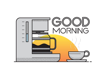 Good Morning coffee cup good halftone icon illustration lines machine morning mug nostalgia sun