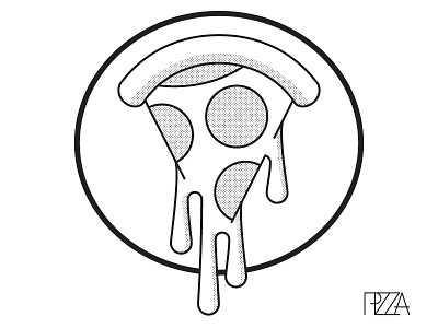 Pizza drips halftone icon illustration line logo pizza slice type typography