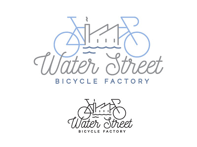 Water Street Bicycle Factory bicycle factory icon illustration line work logo street type typography water