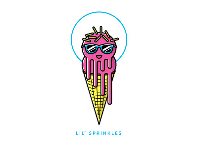 Lil' Sprinkles character circle cone drip ice cream icon illustration line work sprinkles sunglasses