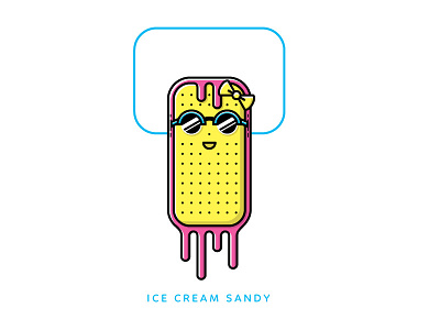 Ice Cream Sandy character drip ice cream ice cream sandwich icon illustration line work melting sandwich sunglasses