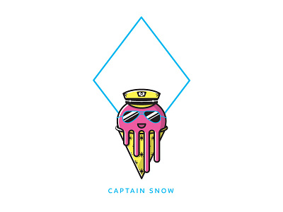 Captain Snow character cone drip ice icon illustration line work melting snow snow cone sunglasses