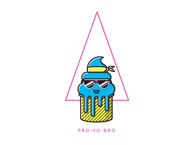 Fro-Yo-Bro bro character drip fro yo frozen icon illustration line work melting sunglasses yogurt