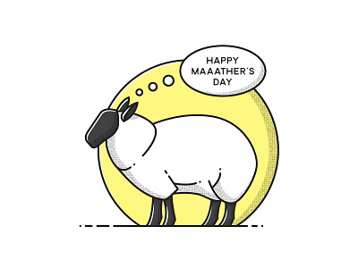 Happy Maaather's Day baa halftone happy lamb line work mother mothers day sheep