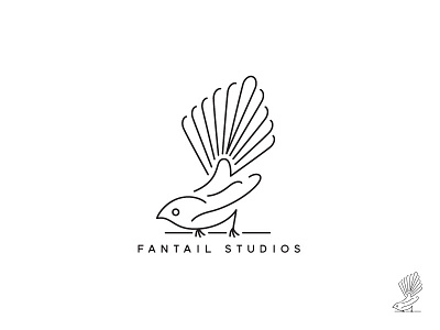 Fantail Studios bird fantail illustration line work logo new zealand studio